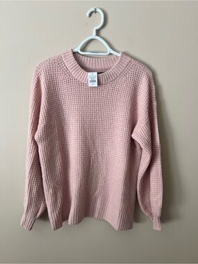 American Eagle Outfitters Soft Pink Waffle Crewneck Sweater